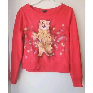 Fifh Sun Christmas Sweater Cat Kitten Size L lights not tested, needs battery